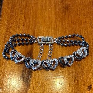 Montana Silver Heart Link Black and Silver Bracelet - Women Jewelry